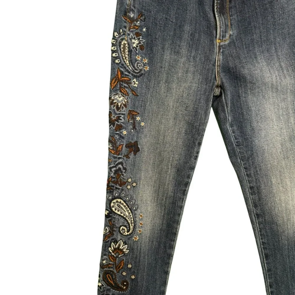Driftwood X Bluebell Fleur Jackie Embroidered High Rise Skinny Jeans W25…